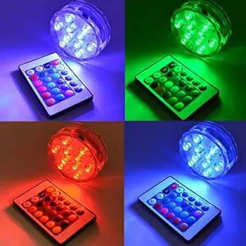 

4/1 PCS 10 LED Remote Control RGB Diving Lights Underwater Night Lights Outdoor Party Garden Swimming Pool Tank Decoration Light