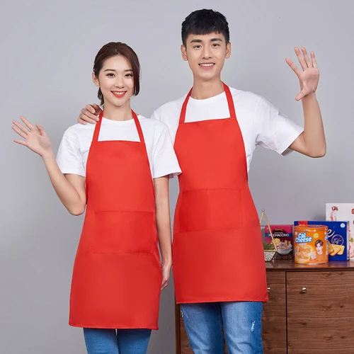 Apron printed LOGO white apron supermarket hot pot shop fruit shop tea shop catering hotel work apron - Цвет: 1PCS
