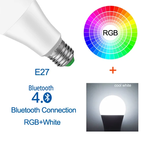 B22 умная Светодиодная лампа E27 RGBW 15 Вт WiFi лампа Bluetooth 4,0 умная лампа RGB+ белый цвет изменение затемнения AC85-265V гостиничная кухонная лампа - Испускаемый цвет: E27 RGBW Bluetooth