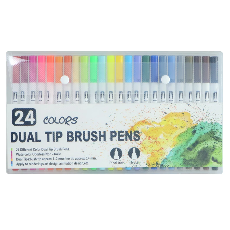Маркеры для рисования кисти и карандаши для рисования акварелью с двумя кончиками кисть маркер ручка для окрашивания стационарные товары для рукоделия - Цвет: 24 white colors