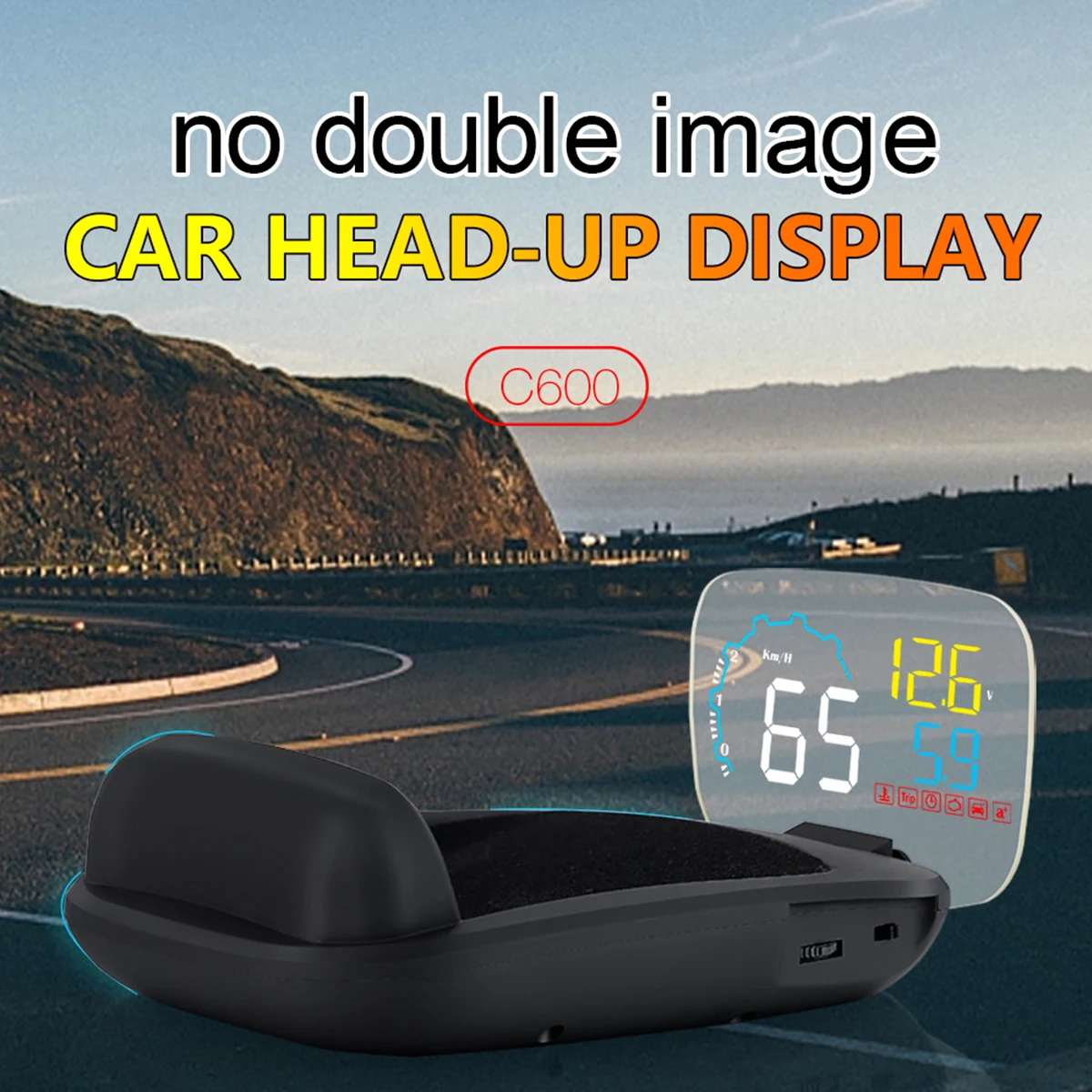 

C600 Car Hud OBD On-board Computer GPS Head-up Display For All Vehicles Speedometer Driving Fuel Consumption Projector