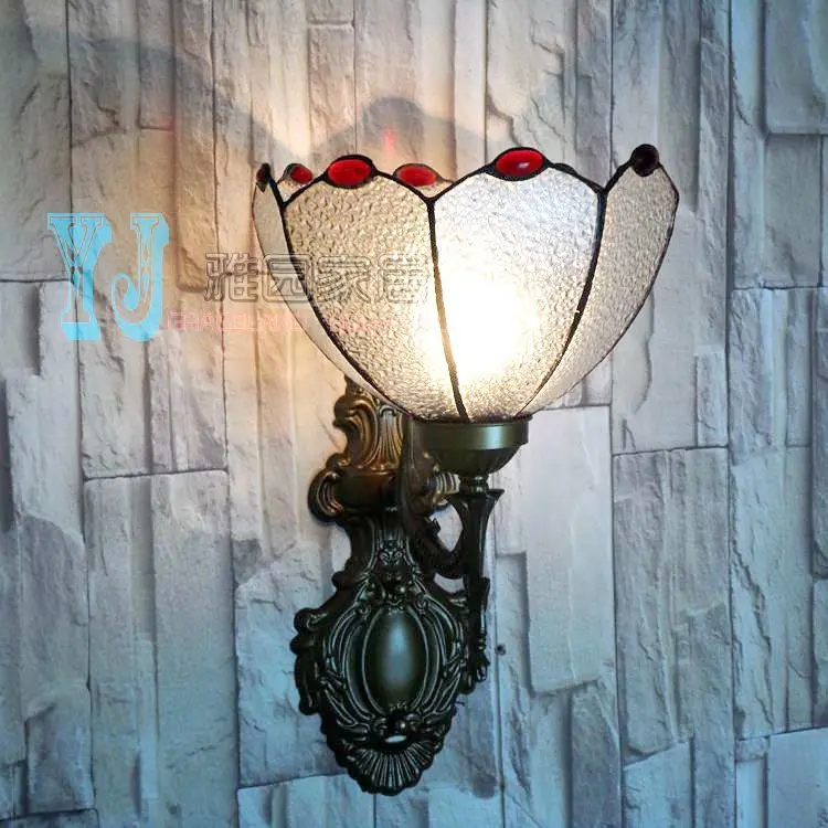 

Tiffany Mediterranean Single Head Wall Lamp American Art Hall Hall Lantern Bathroom Bedside Mirror Front Lighting