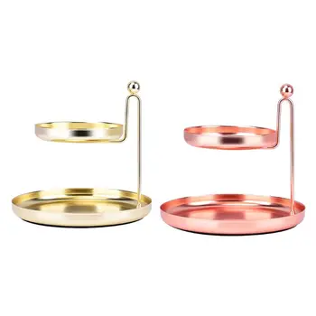 

2 Tier Nordic Metal Jewelry Stand Tray Double Dresser Jewelry Cosmetic Tray