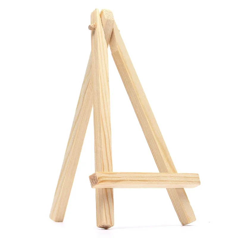 

9 inch Tall Natural Pine Wood Tripod Easel Photo Painting Display Portable Tripod Holder Stand, 6 Pack