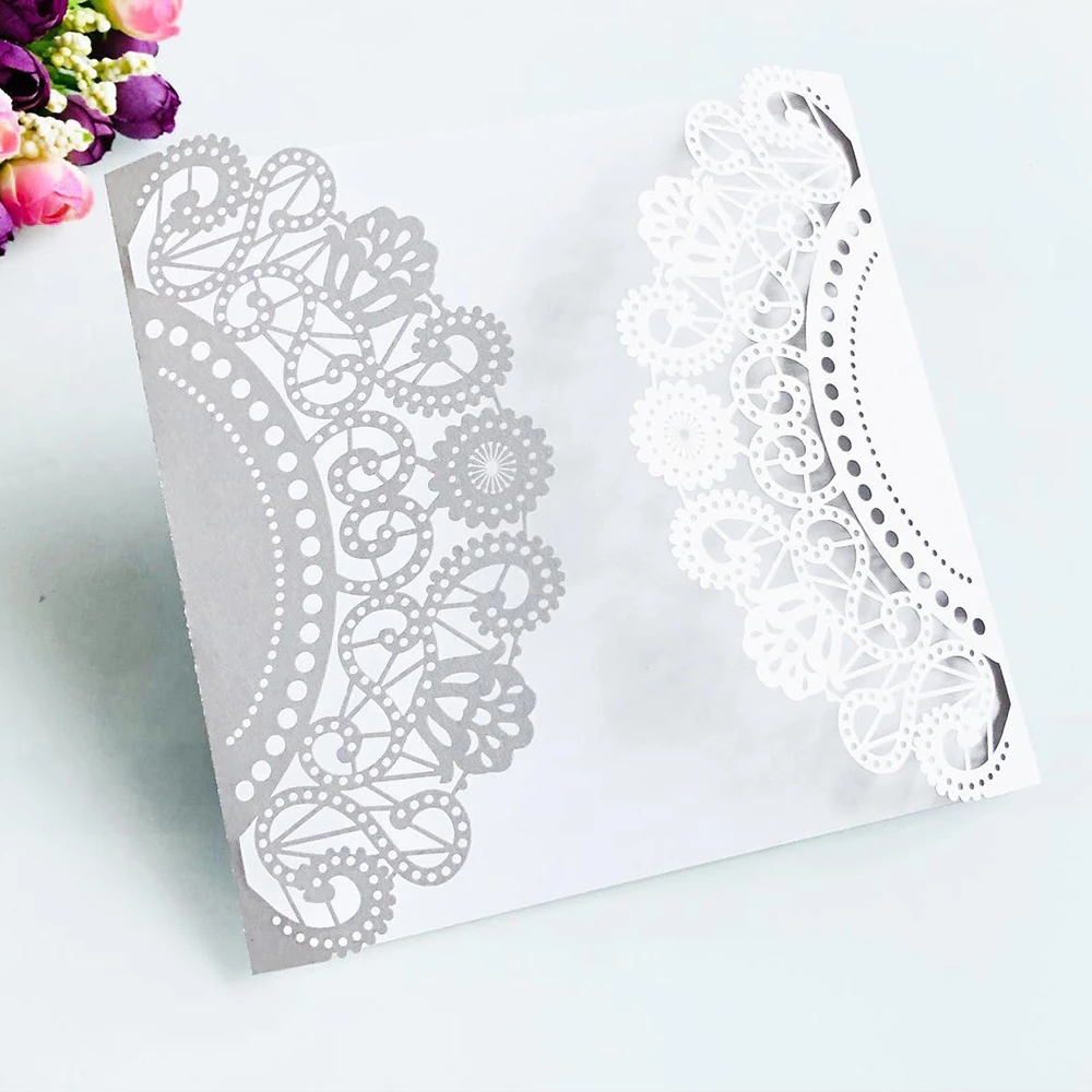  10Pcs Laser Cut Wedding Invitations Cards Set Vintage Wedding Bridal Shower Gift Greeting Card Kits - 4.00048E+12