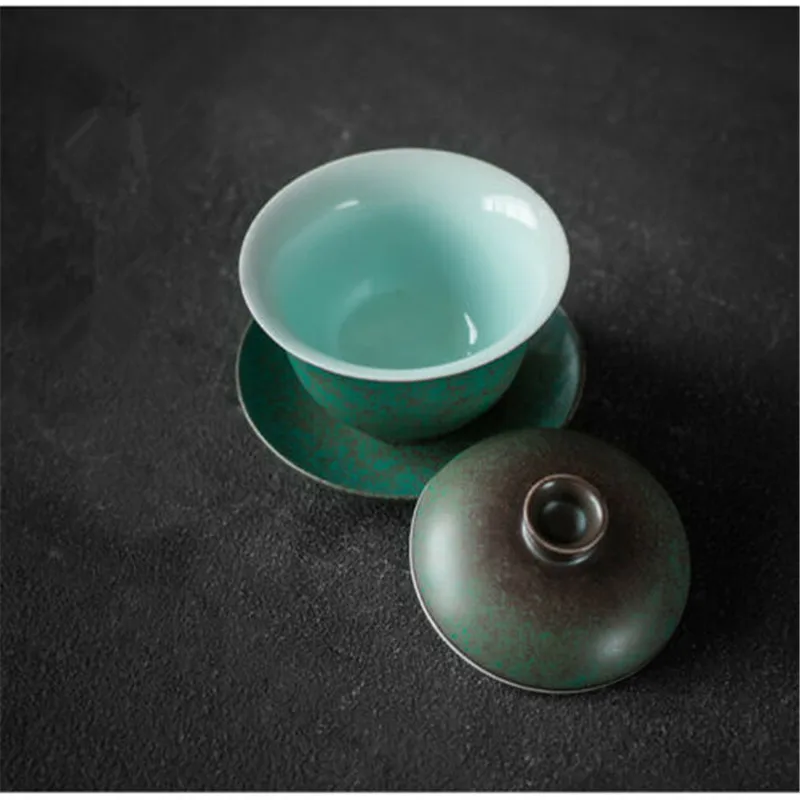 Античный стиль Китай цзяньшуй ремесло керамика gaiwan ручной работы супница чашка блюдце крышка дропшиппинг