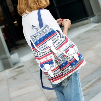 

Aelicy 2020 new backpack large capacity bag ethnic wind comfortable backpack canvas bag men and women shoulder bag