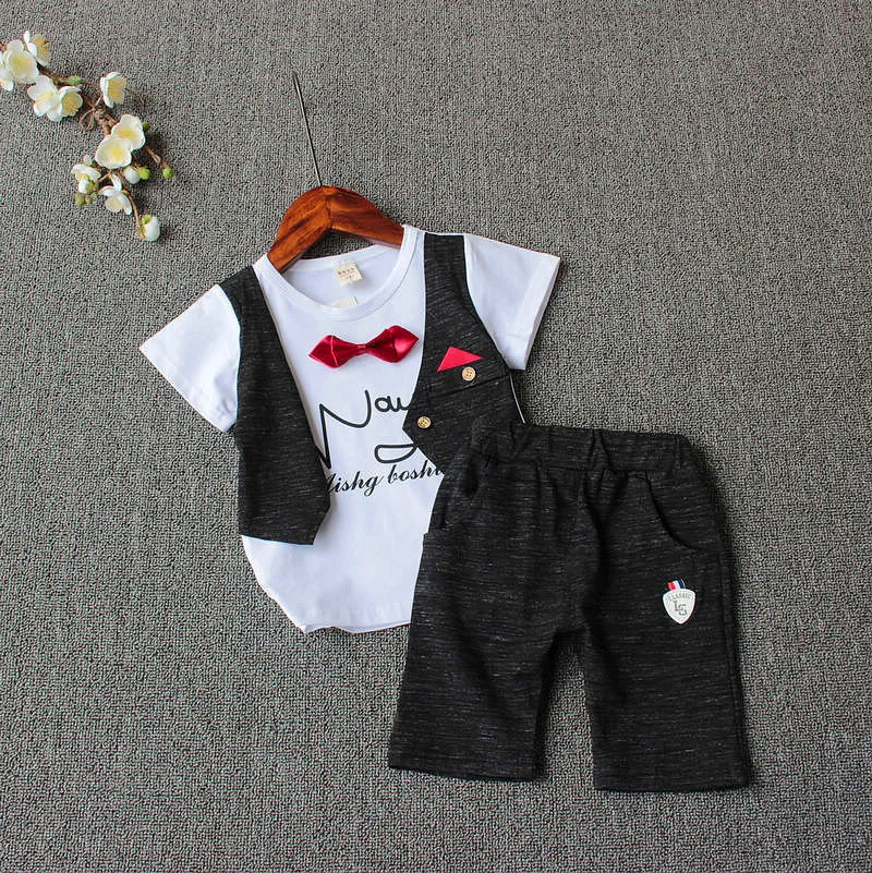 VIMIKID/ новые летние комплекты для маленьких мальчиков модные комплекты джентльмена из двух предметов с короткими рукавами и круглым вырезом комплект детской одежды из 2 предметов комплекты для детей