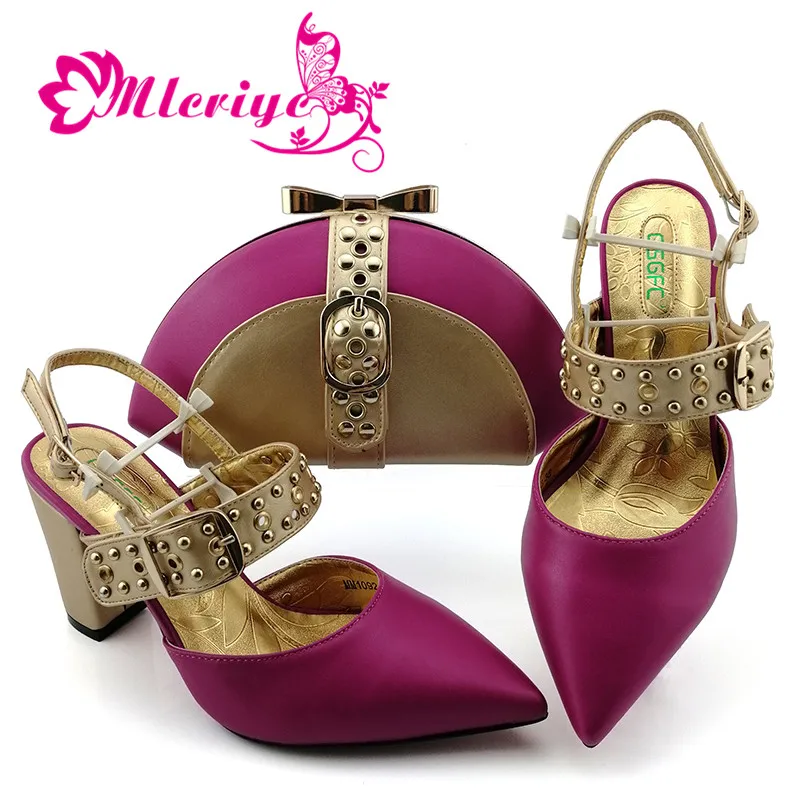 

New Arrival African Italian Women Shoes and Bag Set Decorated with Rhinestone Women Shoe and Bag set for party