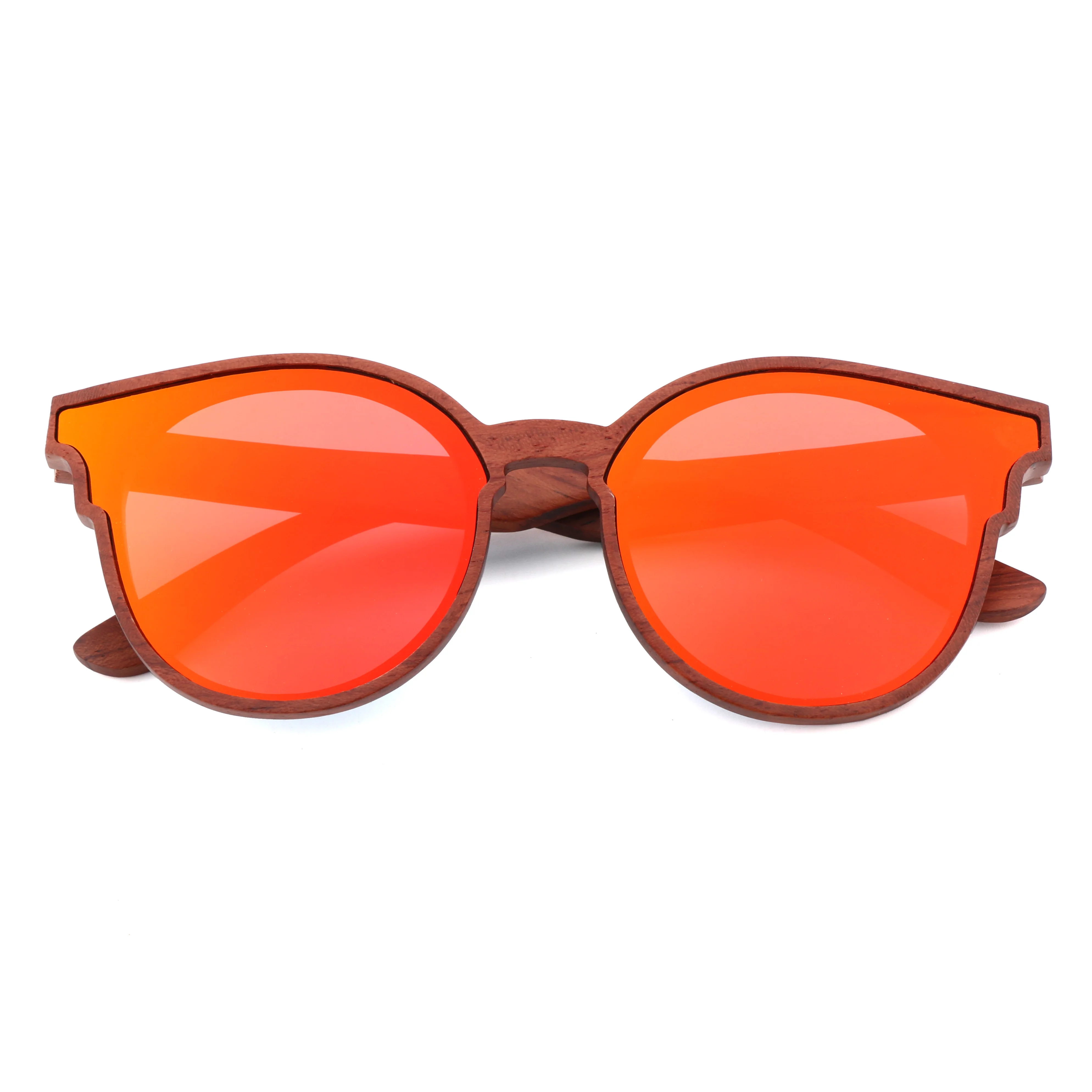 Orange red Новая мода кошачьи глаза женские солнцезащитные очки ручной работы экологически чистые твердые очки в деревянной оправе солнцезащитные очки для путешествий - Цвет линз: Orange red