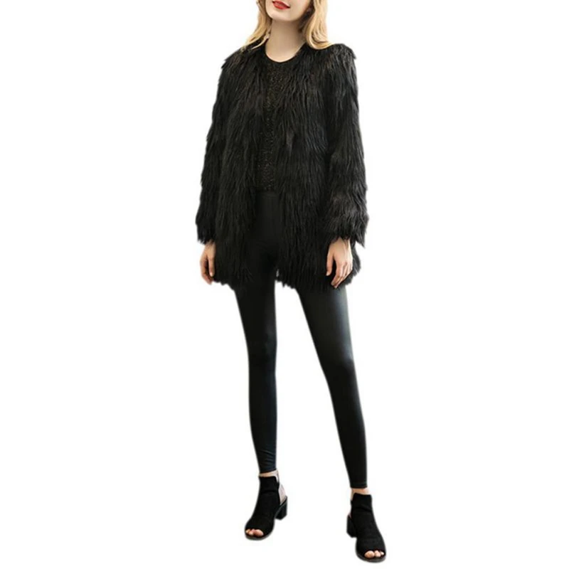 Fur Coat Women Autumn Winter Fashion Causal All-match Solid Color Faux Fur Plus Size Loose Long Sleeves Long Coat Jacket