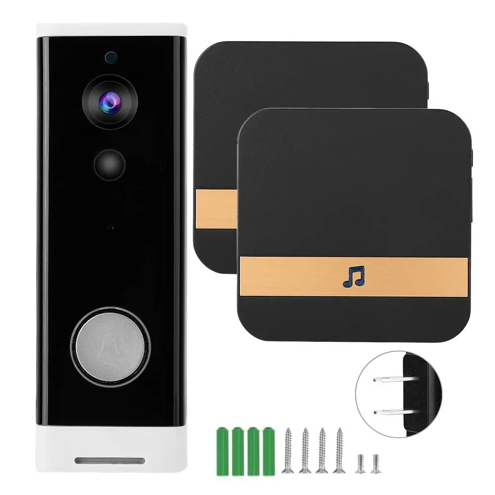 Type F 1080P HD беспроводной wifi дверной звонок IR-CUT домофон дверной звонок ночного видения умный видео дверной телефон 90-260 в домашняя система безопасности - Цвет: Type F