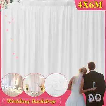 

6m Backdrop Curtain Simple White Ice Silk Wedding Backdrop Event Party Dape Curtain For Wedding Home Decoration Background