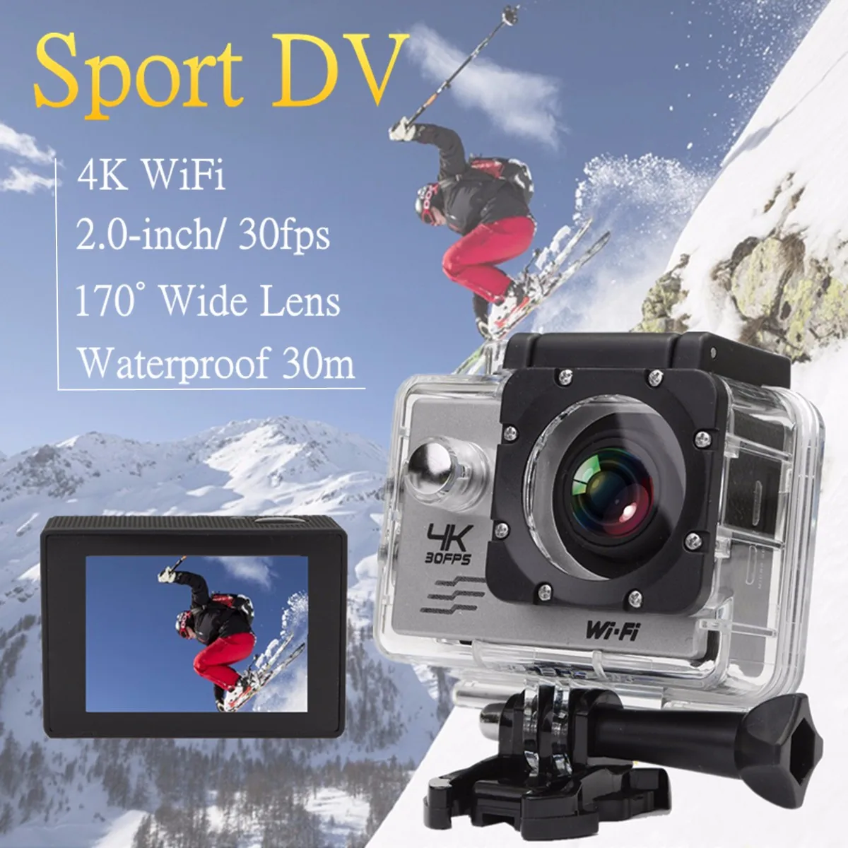 KINCO Высокое качество HD 4K 1080P 16MP WiFi 170 ° Подводный Водонепроницаемый Спорт экшн видео DV камера Спорт Cam Мини видеокамеры