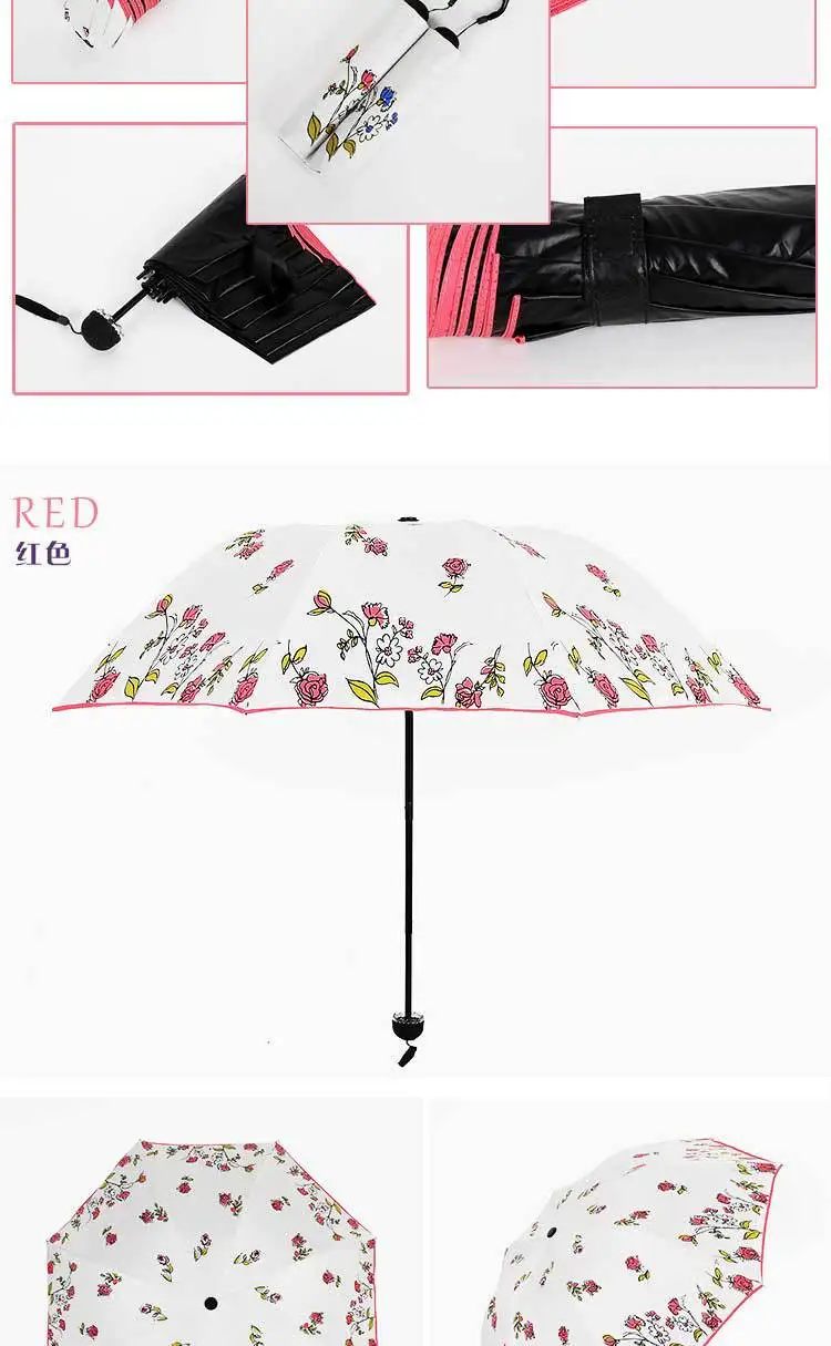 Manufacturers Direct Selling Fully Automatic Rose Vinyl Umbrella UV-Protection Parasol Women's Creative Folding Umbrella