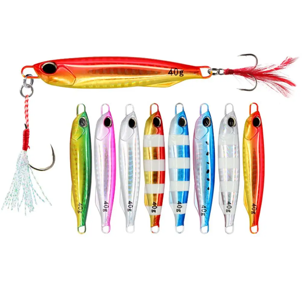 OCEAN CAT Slow Pitch Jig Fishing Lure - 200g Glow Lead Metal Jig With Hooks For Saltwater (Silver)