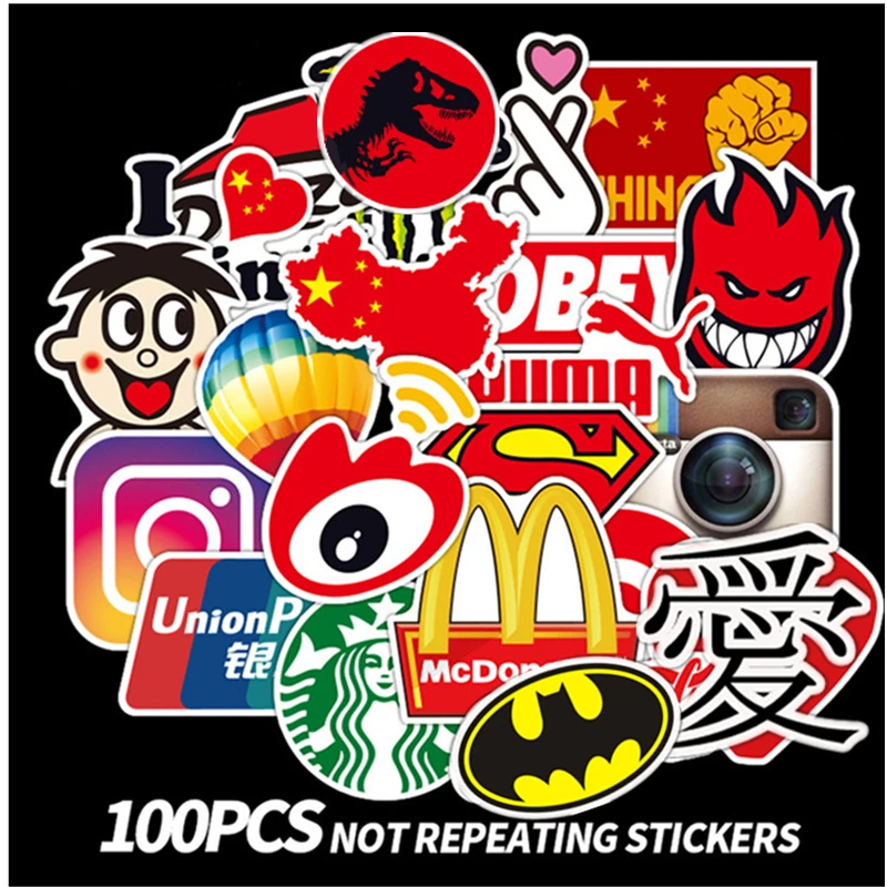 100 pièces Tide Logo marque de mode Graffiti autocollants guitare ordinateur portable Macbook eau tasse bagages réfrigérateur Skateboard vélo décalcomanie autocollant