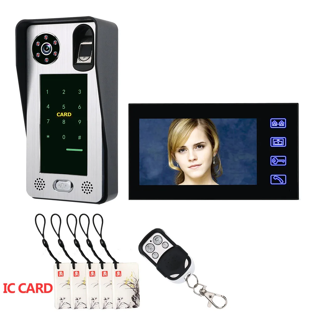 7 inch Wired Video Door Phone Visual Video Intercom Two-way Audio Intercom Fingerprint IC With Waterproof Outdoor IR Camera 7 inch Wired Video Door Phone Visual Video Intercom Two-way Audio Intercom Fingerprint IC With Waterproof Outdoor IR Camera