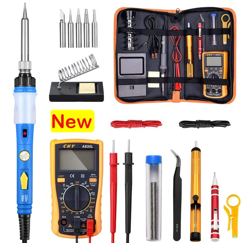 2021 Solder iron Adjustable Temperature Soldering Iron kit 60W Welding Tools Repair Heater Soldering Gun With Multimeter portable stick welder