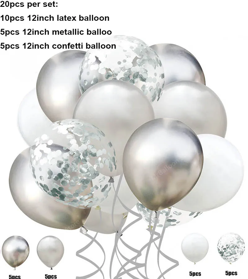 20 шт синие шары металлические воздушные шары для дня рождения Декор для крещения мальчик баллон Bleu деко на день рождения Детские вечерние шары S7XN - Цвет: silver metal mixed