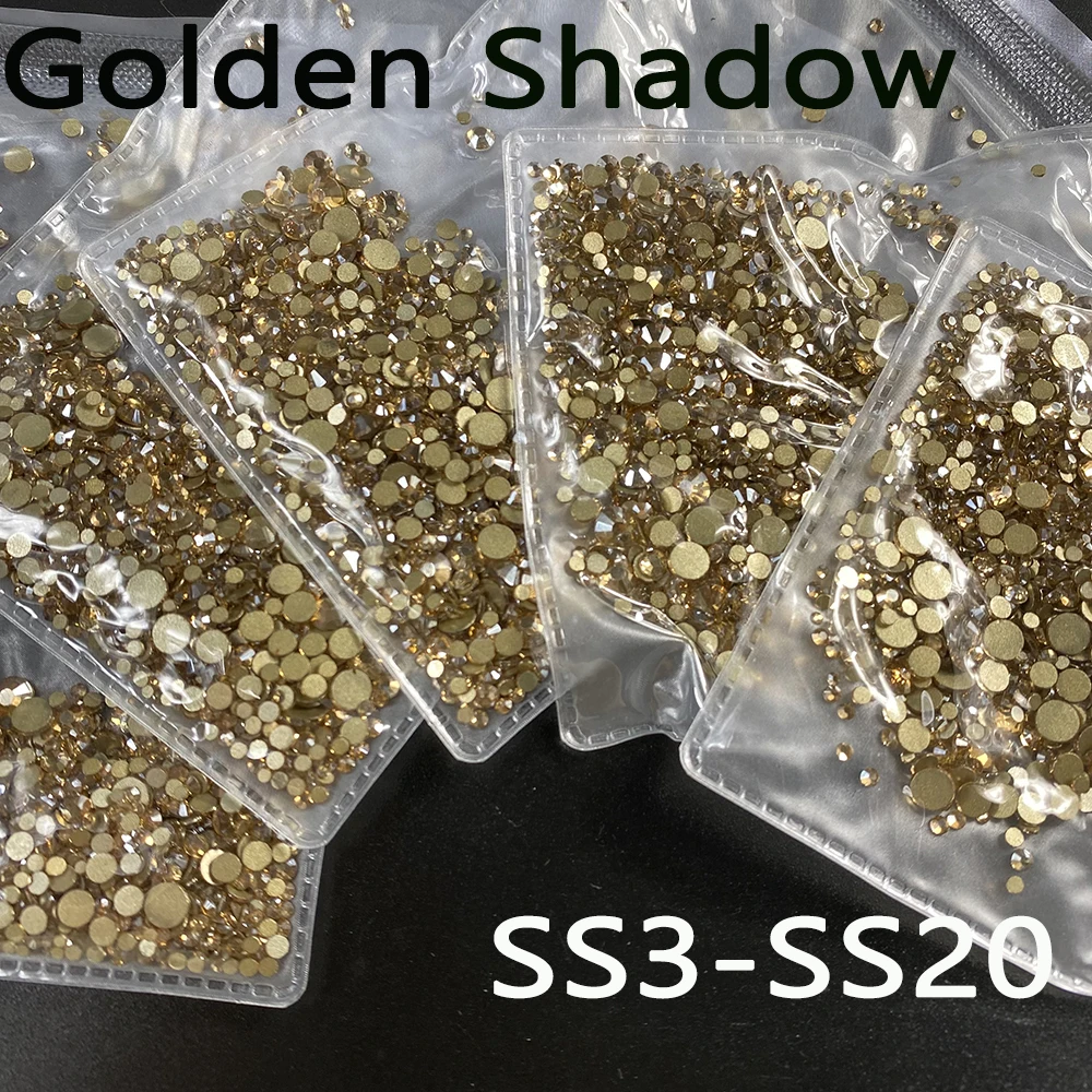 SS2-SS20 Crystal Golden Shadow Non Hot Fix Rhinestones FlatBack Strass Sewing&Fabric Garment Nail Art Rhinestones Decorations all sizes tanzanite dmc iron on rhinestones flat back nail art hot fix crystal rhinestones strass sewing