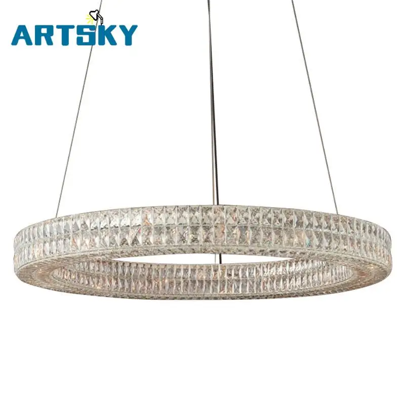

Decorative Art and Simple Circular Crystal Line Chandelier for Bedroom Living Room