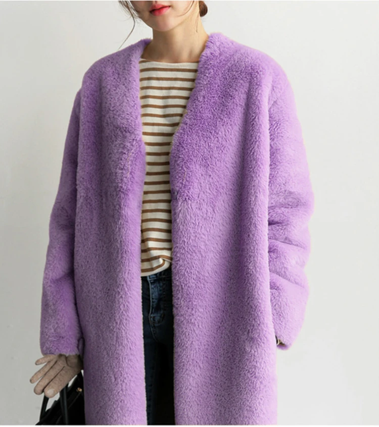 Пальто из искусственного меха длинное тедди шуба женская теплая плюшевая куртка зимняя большой размер повседневная модная марка женская одежда
