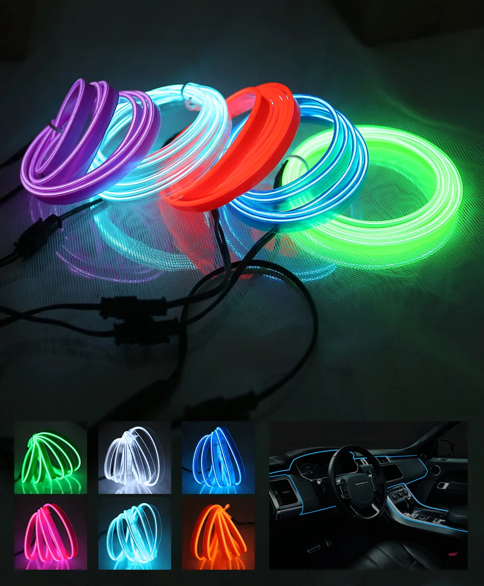 ネオンサインネオンライトelワイヤーledストリップサイン1メートル 2メートル 3メートル 5メートルの下で車のledネオン柔軟な軟質チューブライト ロープライトrgb車の装飾 Neon Bulbs Tubes Aliexpress