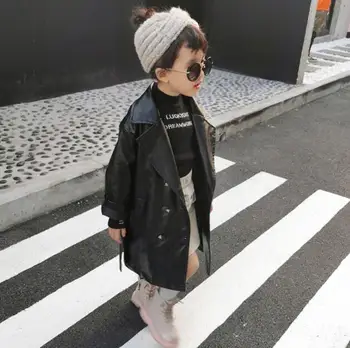 

A16 boys and girls PU leather coat model catwalk European and American fan foreign leather coat