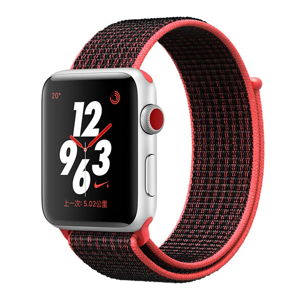 Red Black Нейлоновый ремешок для Apple Watch band series 5 iwatch 44 мм ремешок 38 мм 44 мм 40 мм iwatch sreies 4 3 2 pulseira браслет ремешок для часов - Цвет ремешка: Red Black