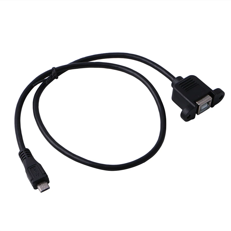 50cm Printer Panel Mount USB 2.0 B Female Socket To Micro USB 5 Pin Male Cable