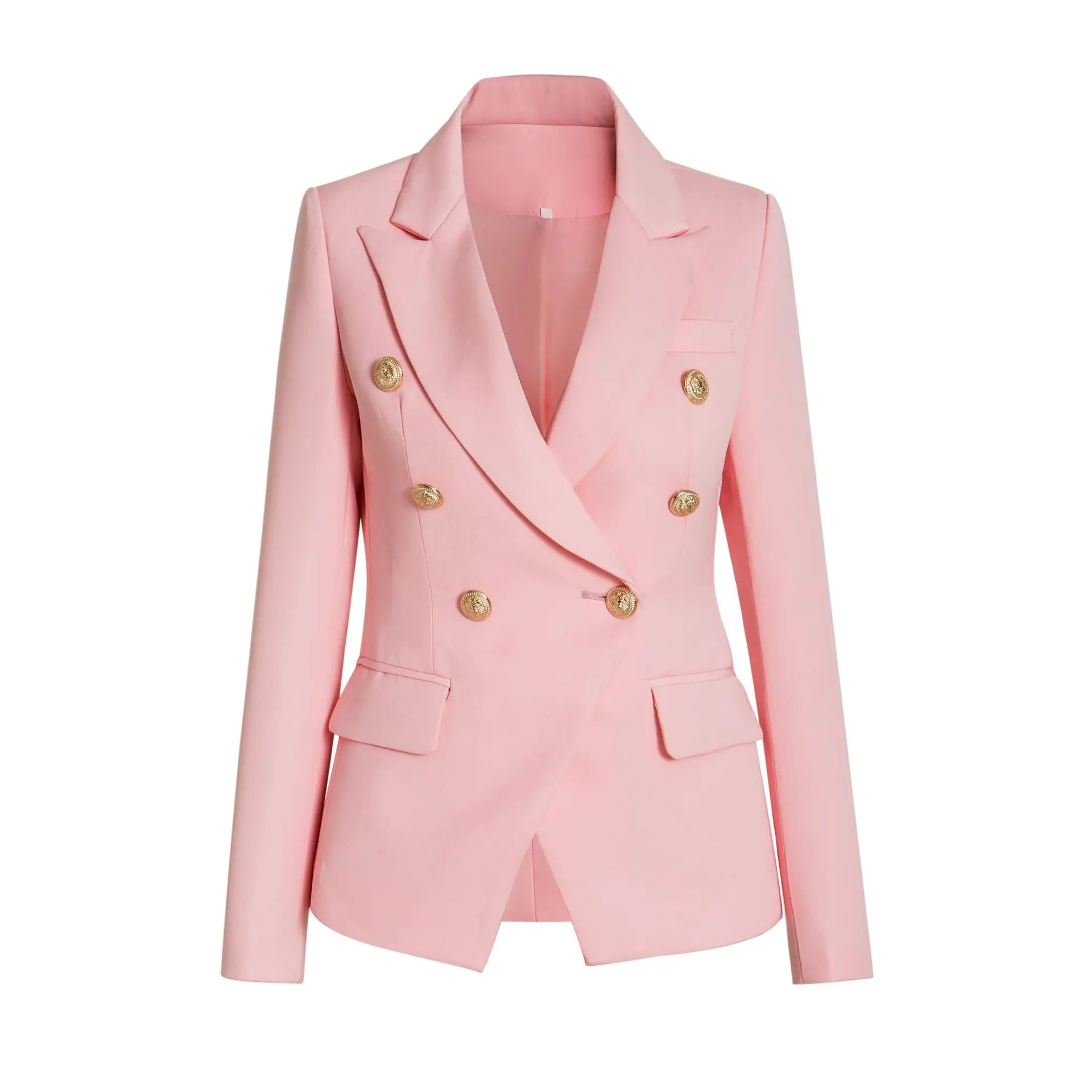 HarleyFashion-Blazer rosa feminino de manga comprida, terno