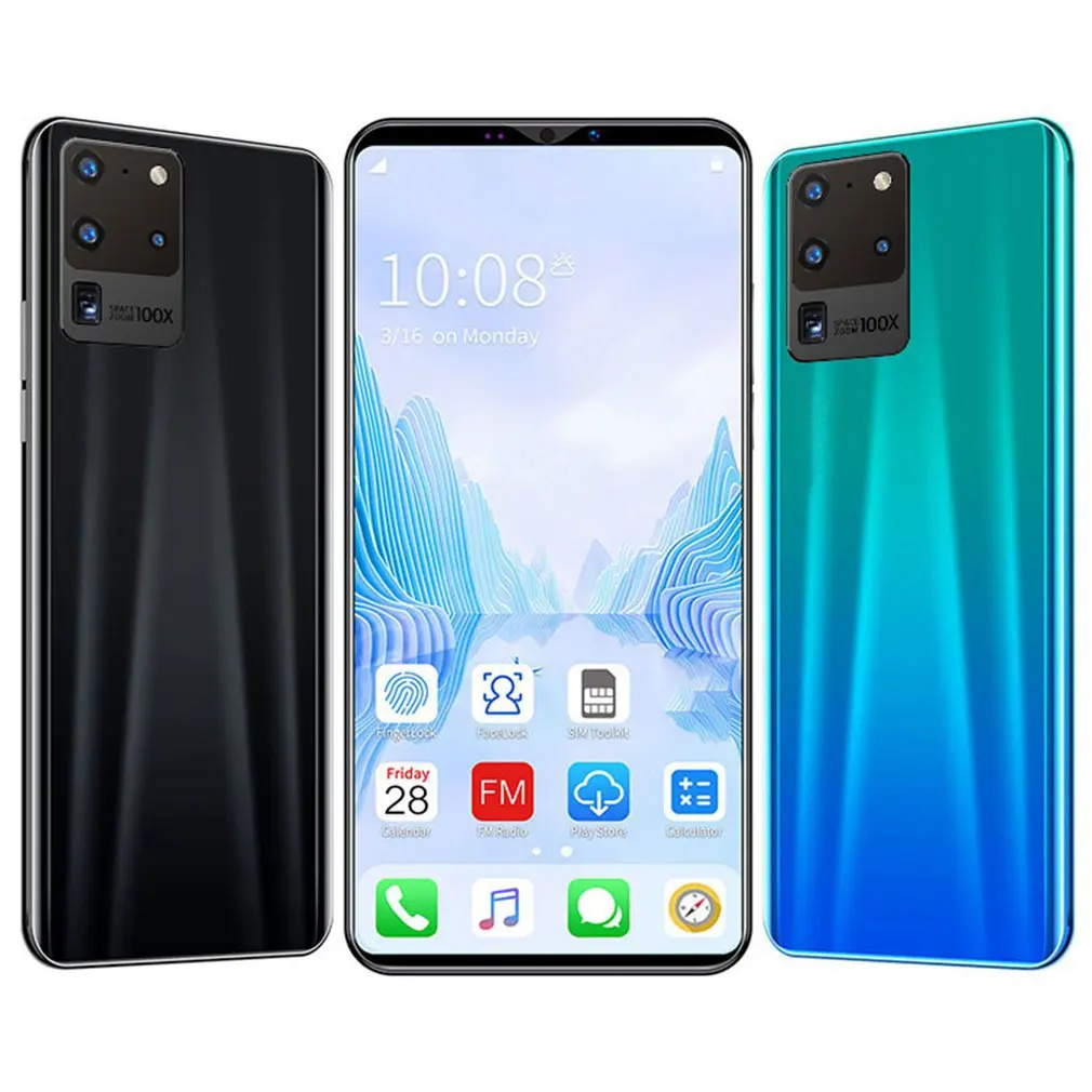 S20 프로 스마트폰, 5.8 인치 화면, 512M + 4G 안드로이드 스마트폰, 3D 유리 도금 후면 커버, 블랙