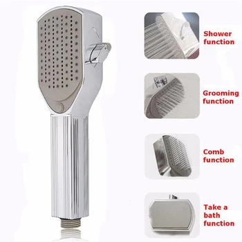 

Shower Head With Rubbing Tablets Comb Head Massage Shower Bath Multi-Purpose Comb With Switch Shower Head