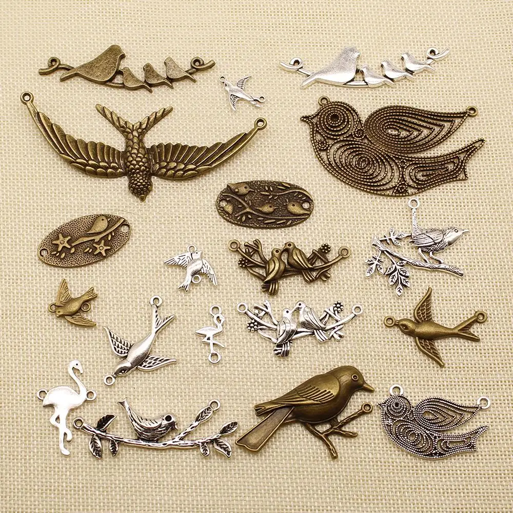 

10 Pieces Metal Charms Or Bracelet Charms Animal Bird Branches Connect HJ077