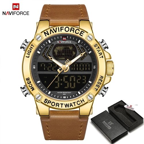 NAVIFORCE новые мужские часы Топ люксовый бренд кожа водонепроницаемые спортивные