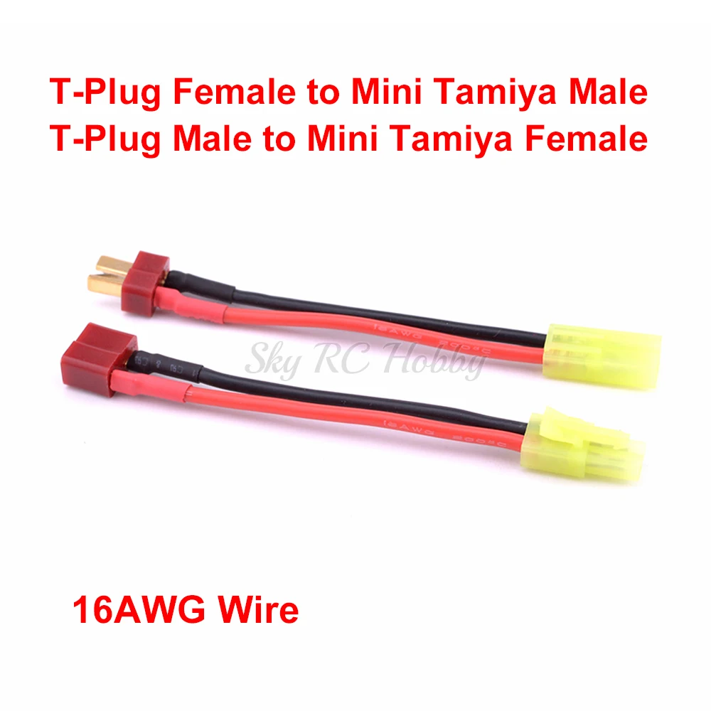 

Deans T Plug Female / Male to Mini Tamiya Male Female Adapter Connector 16AWG Wire For RC Parts