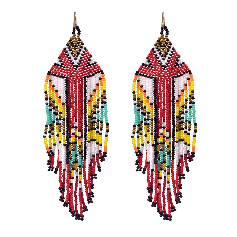 Seed Beads Bohemian Boho Multi Tassels Earring Women Long Drop Dangle Earrings New Trendy Jewelry
