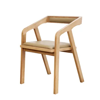 

Nordic solid wood dining chair modern minimalist library leisure study computer restaurant with armrest back