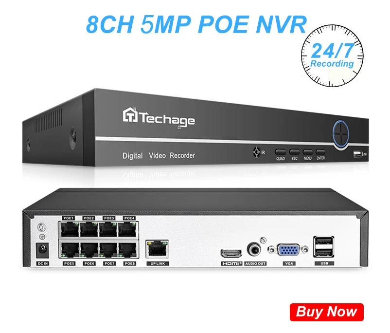 Techage H.265 1080P 2MP камера видеонаблюдения IP POE камера Аудио запись микрофон ИК ночного наружного видеонаблюдения Видео Камера Безопасности ONVIF P2P