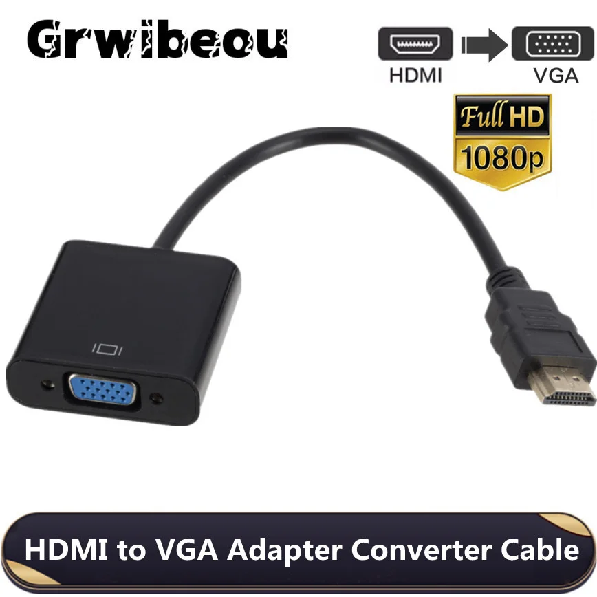 

Grwibeou HD 1080P HDMI To VGA Adapter Converter Cable HDMI Male To VGA Famale Digital Analog Converter for Tablet laptop PC TV