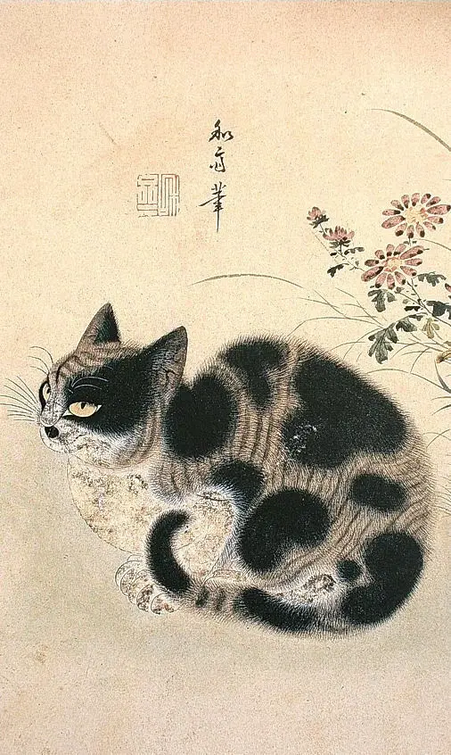 

Винтажный Азиатский Японский китайский кот Картина Шелковый плакат с принтом 24x36 дюймов