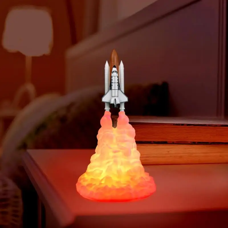 3D печать космический челнок светодиодный ночник лампа перезаряжаемая прикроватная ночник для любителей космоса луна лампа украшение дома