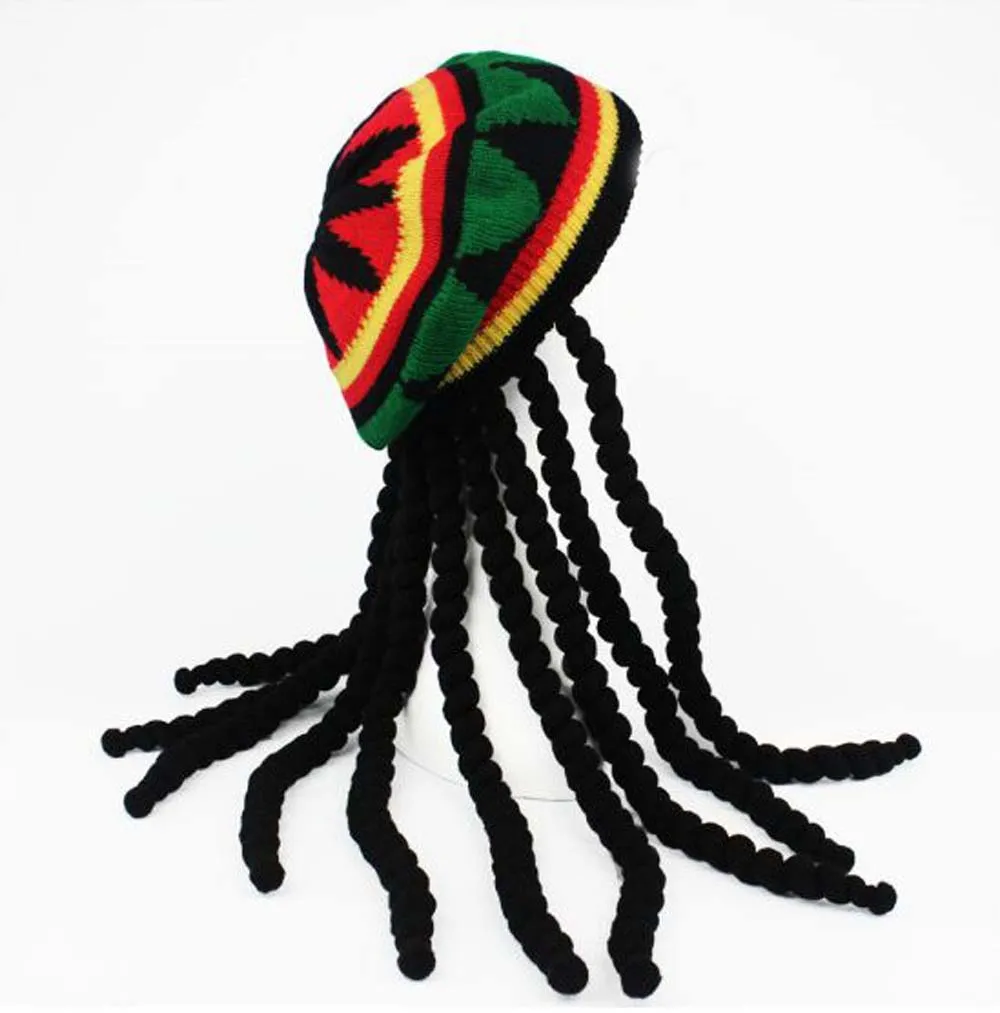 Jamaica синтетическая оплетка вязаная шапка осень зима теплые регги Skullies женские шапочки с помпоном женщины мужчины берет Хэллоуин украшения