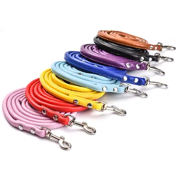 

Rolled Leather Dog Leash for Slip Leashes Small Medium Dogs Round Puppy Leash Christmas Dog Collar