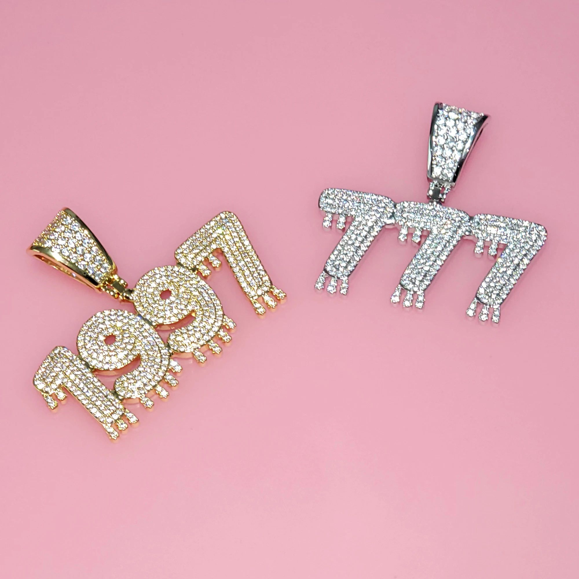 CUSTOM Numbers&Letters Pendant Necklace, Dripping Numbers Pendant with Cuban Chain, Numbers Necklace, Iced out Custom jewelry