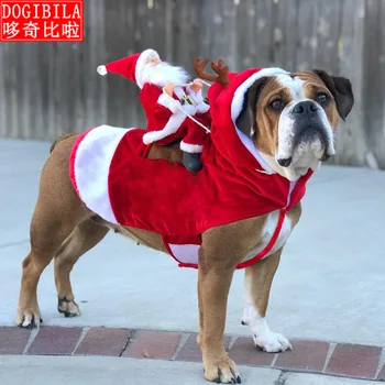 

Pet dog christmas clothes Santa Claus riding deer dog disguise Christmas dog christmas pet clothes