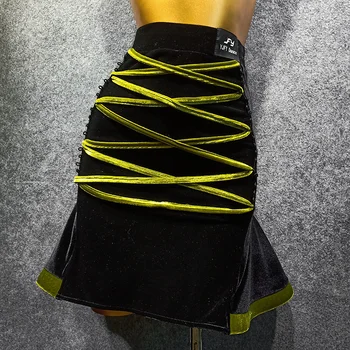 

Latin Skirt Black Velvet Dance Skirts Salsa Rumba Samba Cha Cha Dancing Womens Clothing Practice Show Dancewear Ladies DN4833
