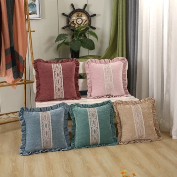 

45x45cm European Classical Geometric Jacquard Lace Chenille Sofa Cushion Cover Throw Pillow Case Decor