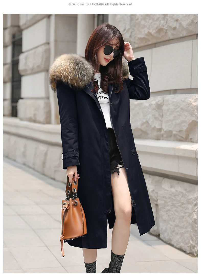 Real Fur Coat Women Rabbit Fur Liner Parka Winter Coat Women Long Jacket Womens Clothing Abrigos Mujer Invierno FX9904YY717